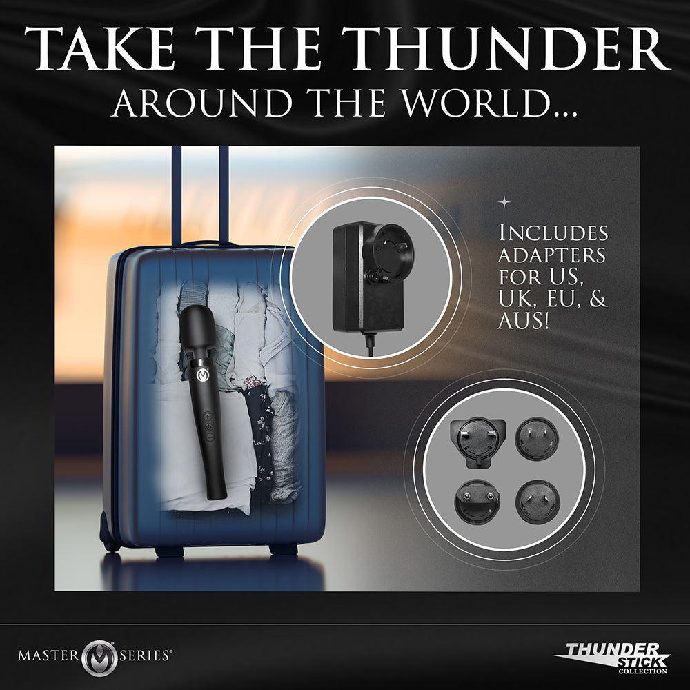 Master Series Thunderstick Pro Wand Massager – Black – Flexible Neck, Waterproof