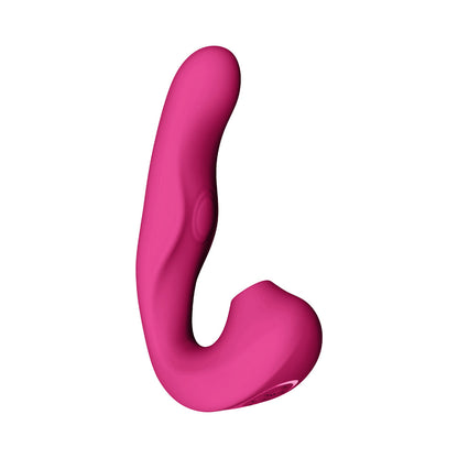 VIVE ZAKI Rechargeable Silicone G-Spot Vibrator with Pulse Wave and Suction – Hot Pink