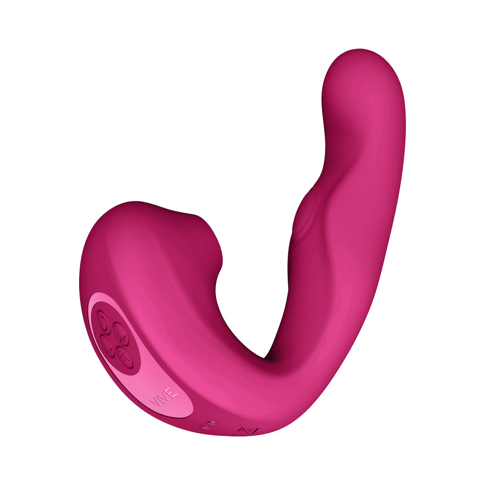 VIVE ZAKI Rechargeable Silicone G-Spot Vibrator with Pulse Wave and Suction – Hot Pink