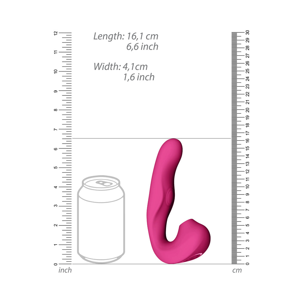 VIVE ZAKI Rechargeable Silicone G-Spot Vibrator with Pulse Wave and Suction – Hot Pink