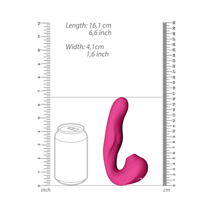 VIVE ZAKI Rechargeable Silicone G-Spot Vibrator with Pulse Wave and Suction – Hot Pink