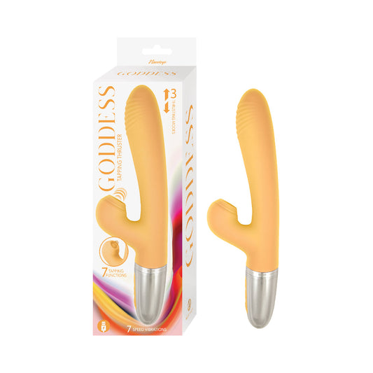 Nasstoys Goddess Tapping Thruster – Yellow – USB Rechargeable Vibrator with 7 Tapping Functions and 3 Thrusting Modes