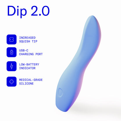 Dame Dip 2.0 Classic Vibrator – Periwinkle – USB-C Rechargeable