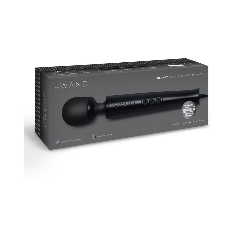 Le Wand Die Cast Plug-In Massager – Black – 10 Vibration Speeds, 20 Patterns