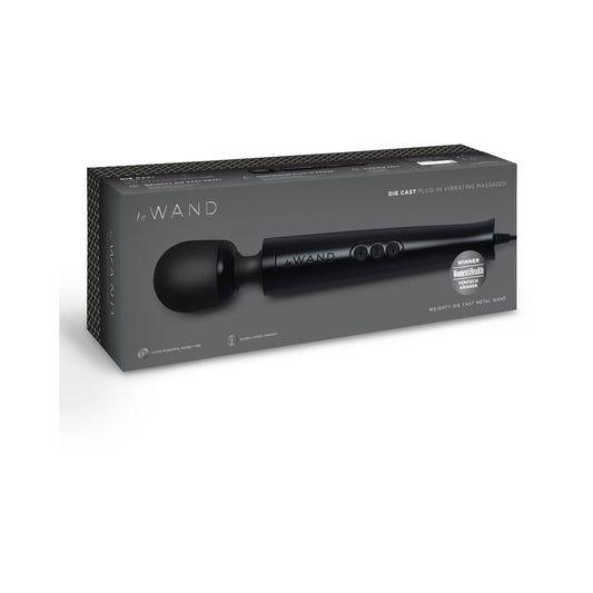 Le Wand Die Cast Plug-In Massager – Black – 10 Vibration Speeds, 20 Patterns