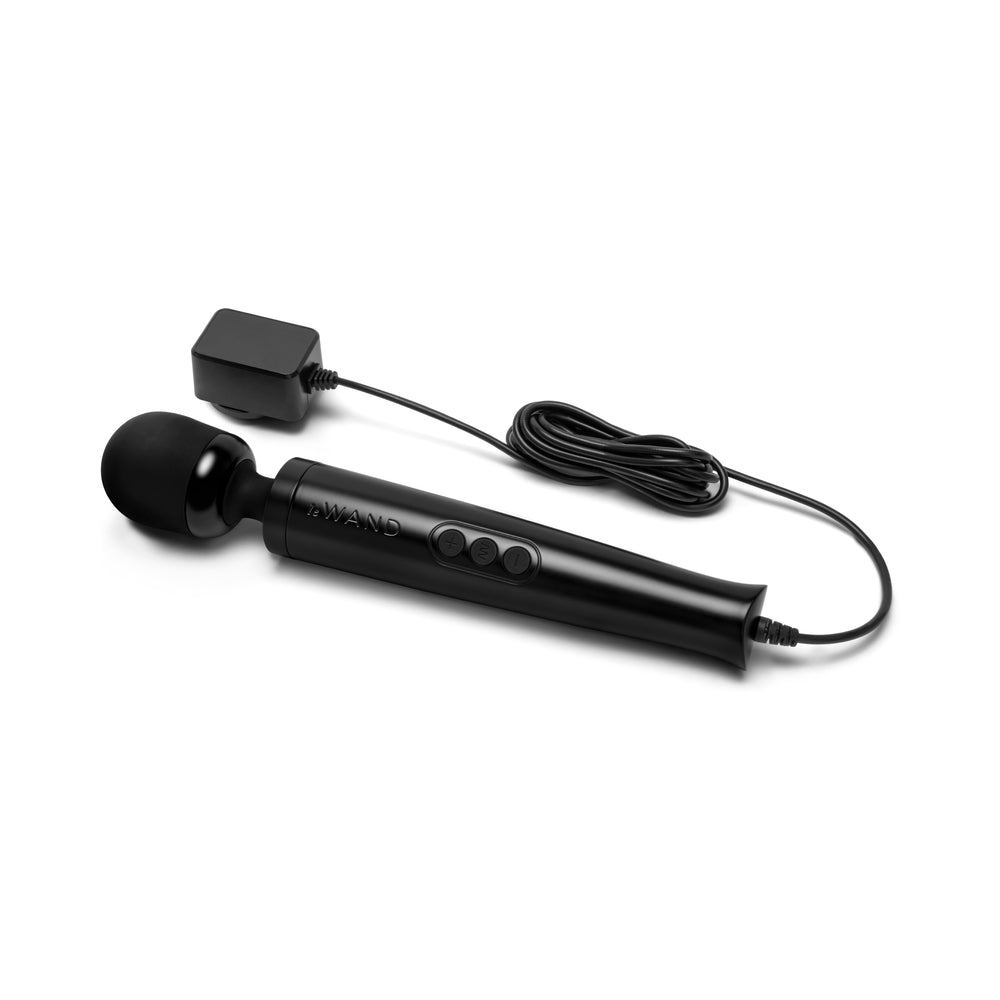 Le Wand Die Cast Plug-In Massager – Black – 10 Vibration Speeds, 20 Patterns