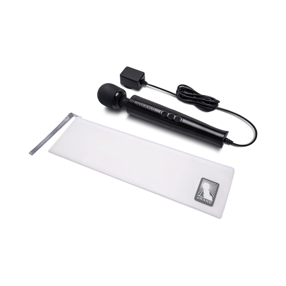 Le Wand Die Cast Plug-In Massager – Black – 10 Vibration Speeds, 20 Patterns