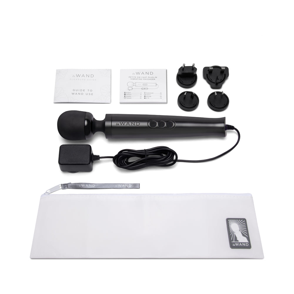 Le Wand Die Cast Plug-In Massager – Black – 10 Vibration Speeds, 20 Patterns