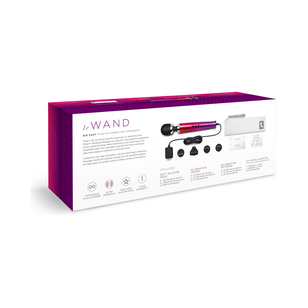 Le Wand Die Cast Plug-In Vibrating Massager - Multi-Color