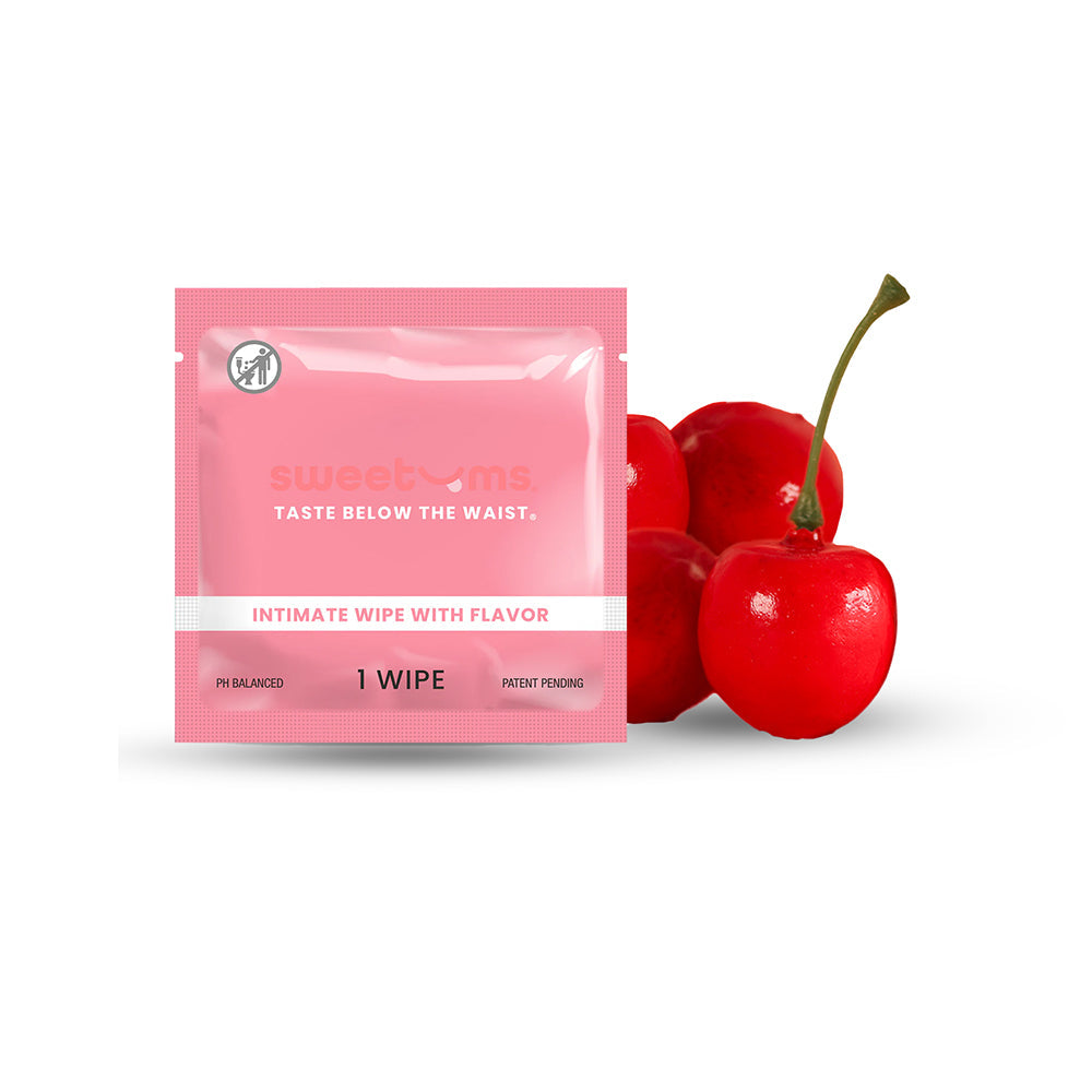 Sweetums Cherry Flavored Individual Intimate Wipes – pH-Balanced, Made in USA