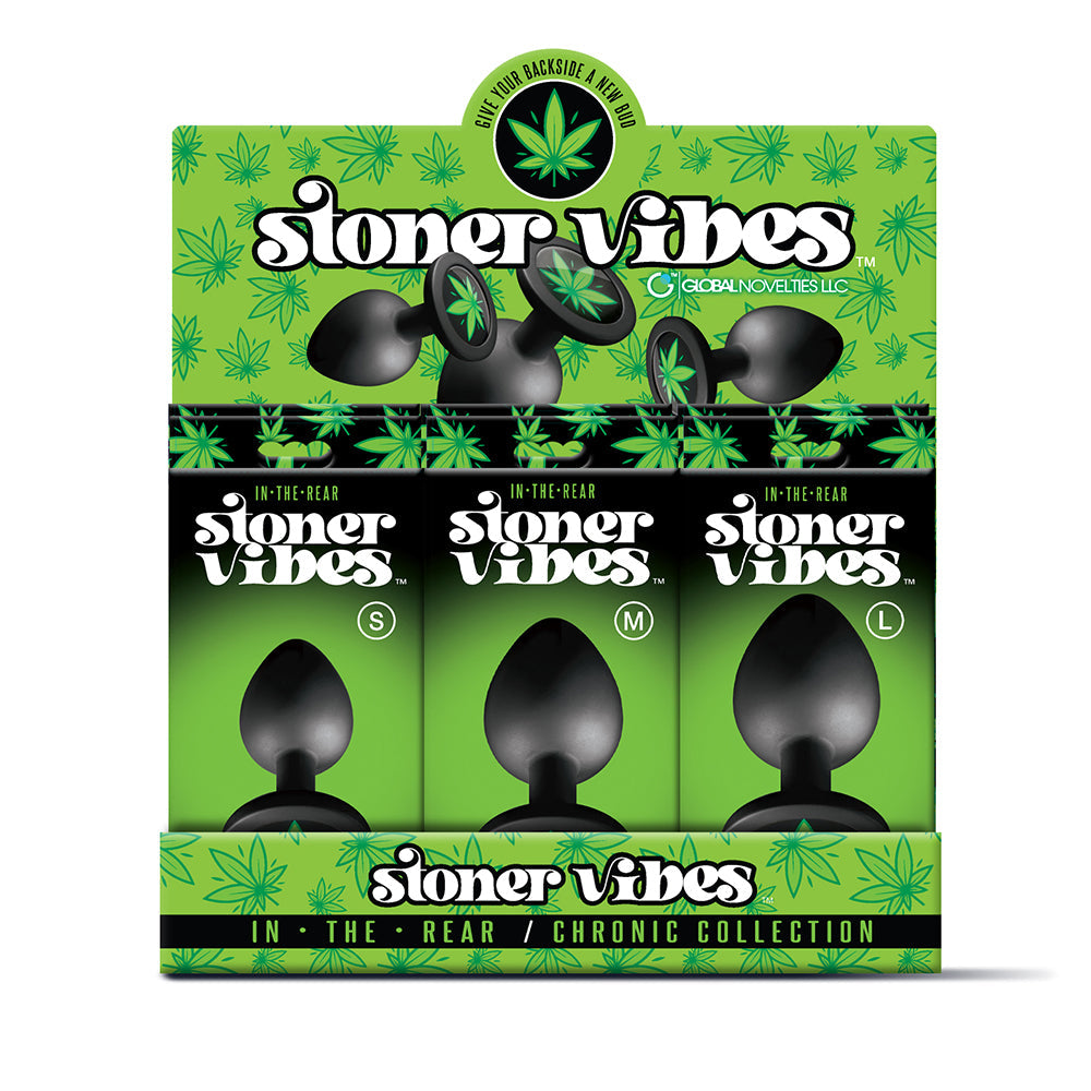 Stoner Vibes Chronic Collection Butt Plug Display – 12-Piece Set – Black