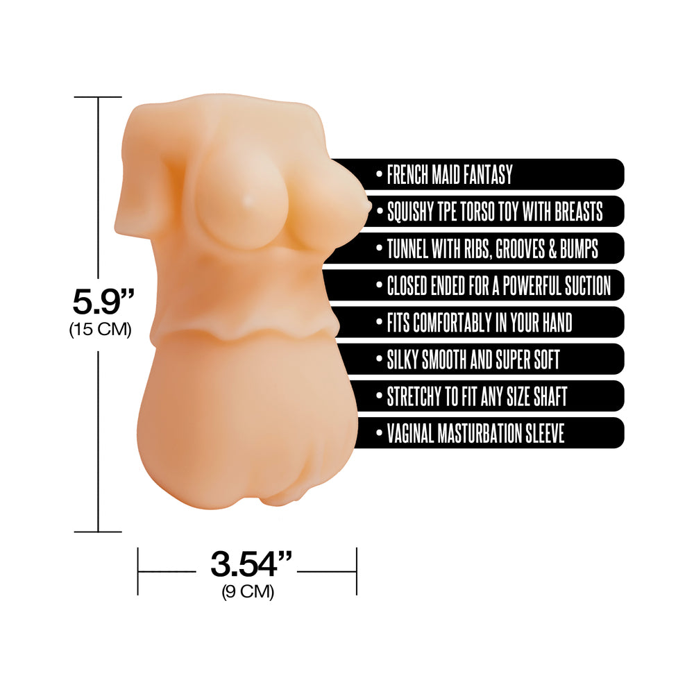 Global Novelties Hentai Stroker Sakura Naughty Maid - Ribbed Tunnel - Vanilla/Ivory/Beige
