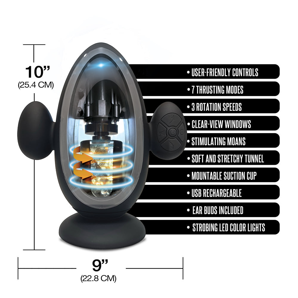 MSTR B8 Blast Off Automatic Thrusting and Vibrating Stroker – Black
