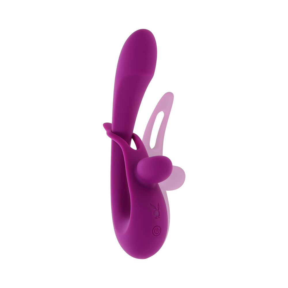 Playboy Cha Cha Slide Dual Vibrator with Adjustable Clitoral Shaft – Purple