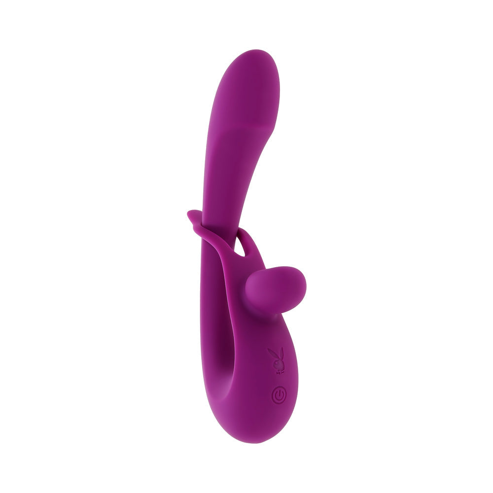Playboy Cha Cha Slide Dual Vibrator with Adjustable Clitoral Shaft – Purple