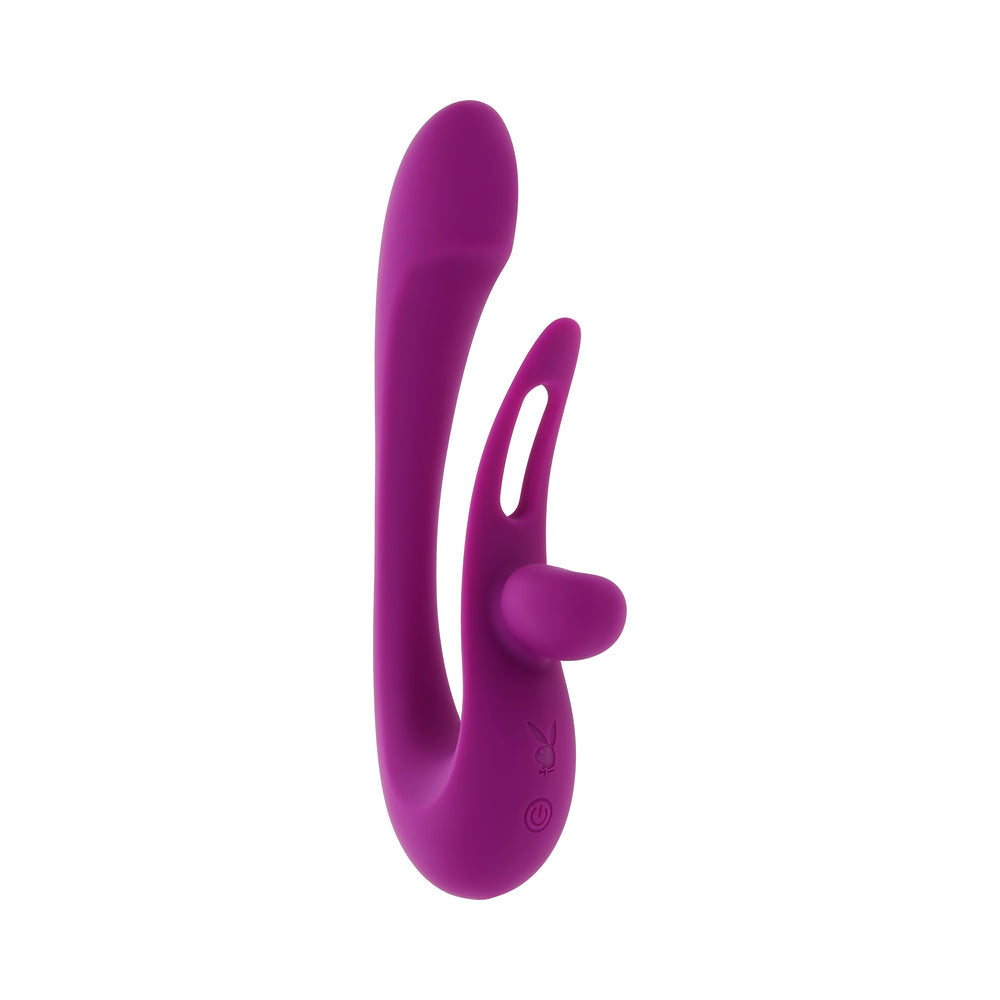 Playboy Cha Cha Slide Dual Vibrator with Adjustable Clitoral Shaft – Purple