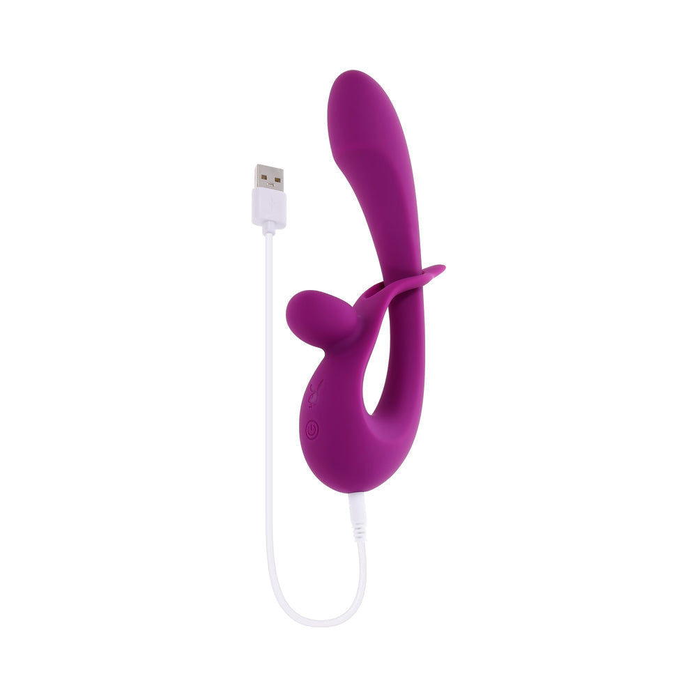 Playboy Cha Cha Slide Dual Vibrator with Adjustable Clitoral Shaft – Purple