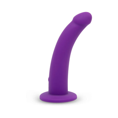 Together Tilt 7 in. Vibrating Silicone Dildo & Harness Set - Purple