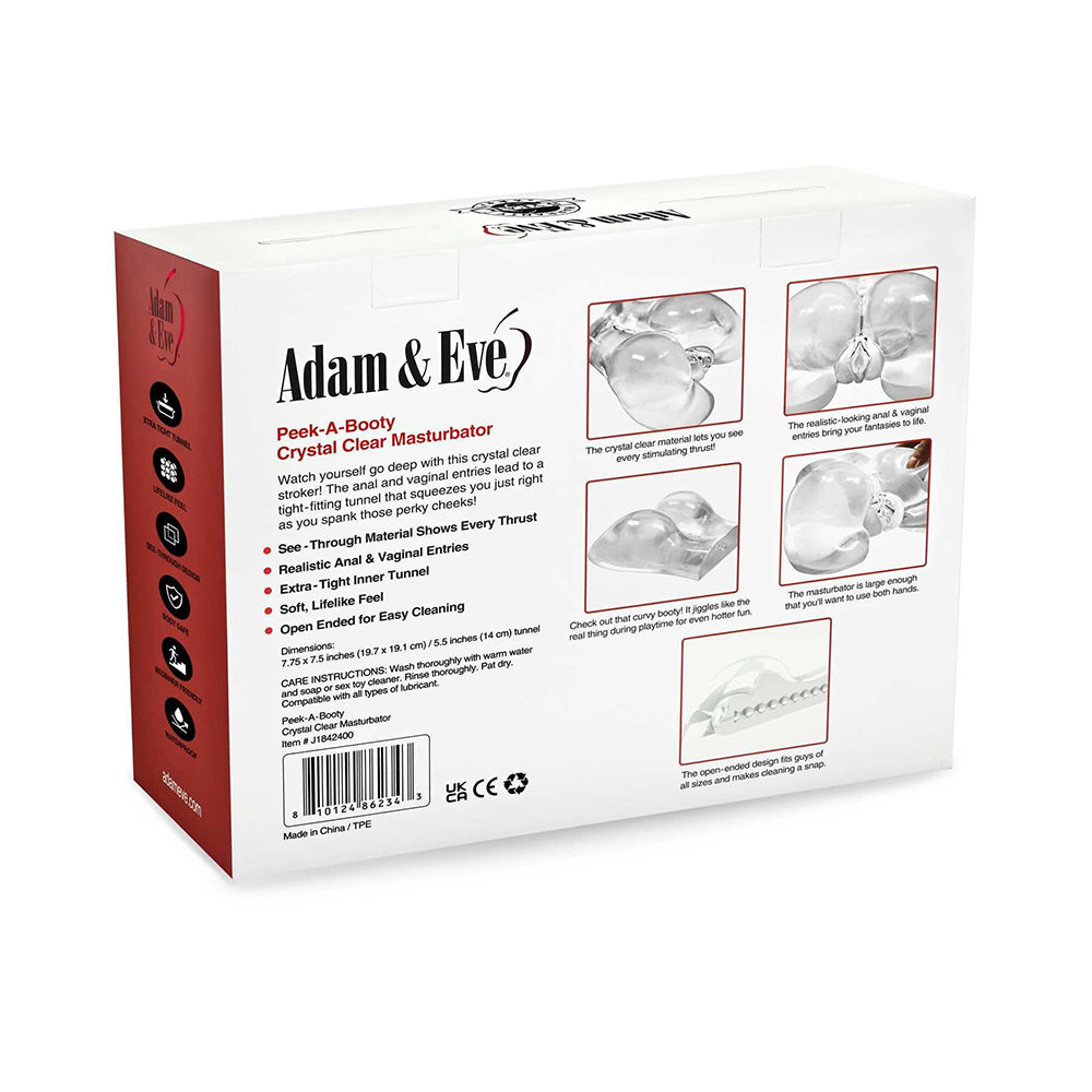 Adam & Eve Peek-A-Booty Masturbator – Clear – Dual Entry