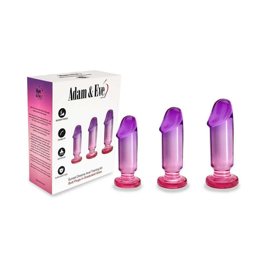 Adam & Eve Sunset Dreams Anal Plug Training Kit – Multi-Color – 3 Pack