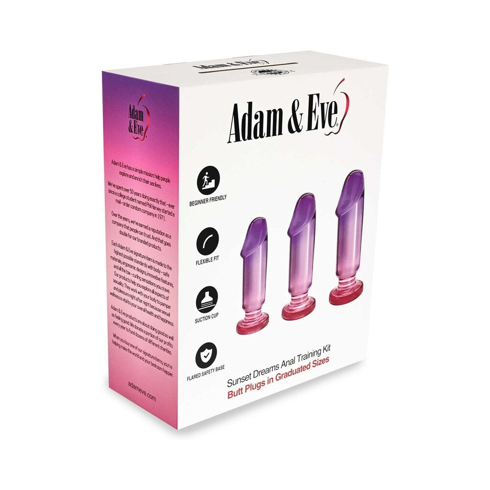 Adam & Eve Sunset Dreams Anal Plug Training Kit – Multi-Color – 3 Pack