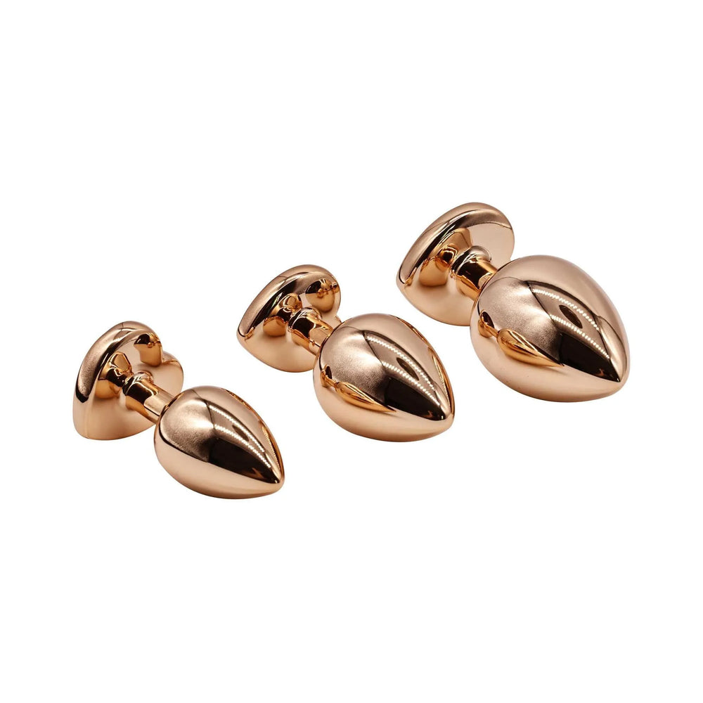 Adam & Eve Rose Gold Pink Heart Anal Plug Training Set - 3 Sizes