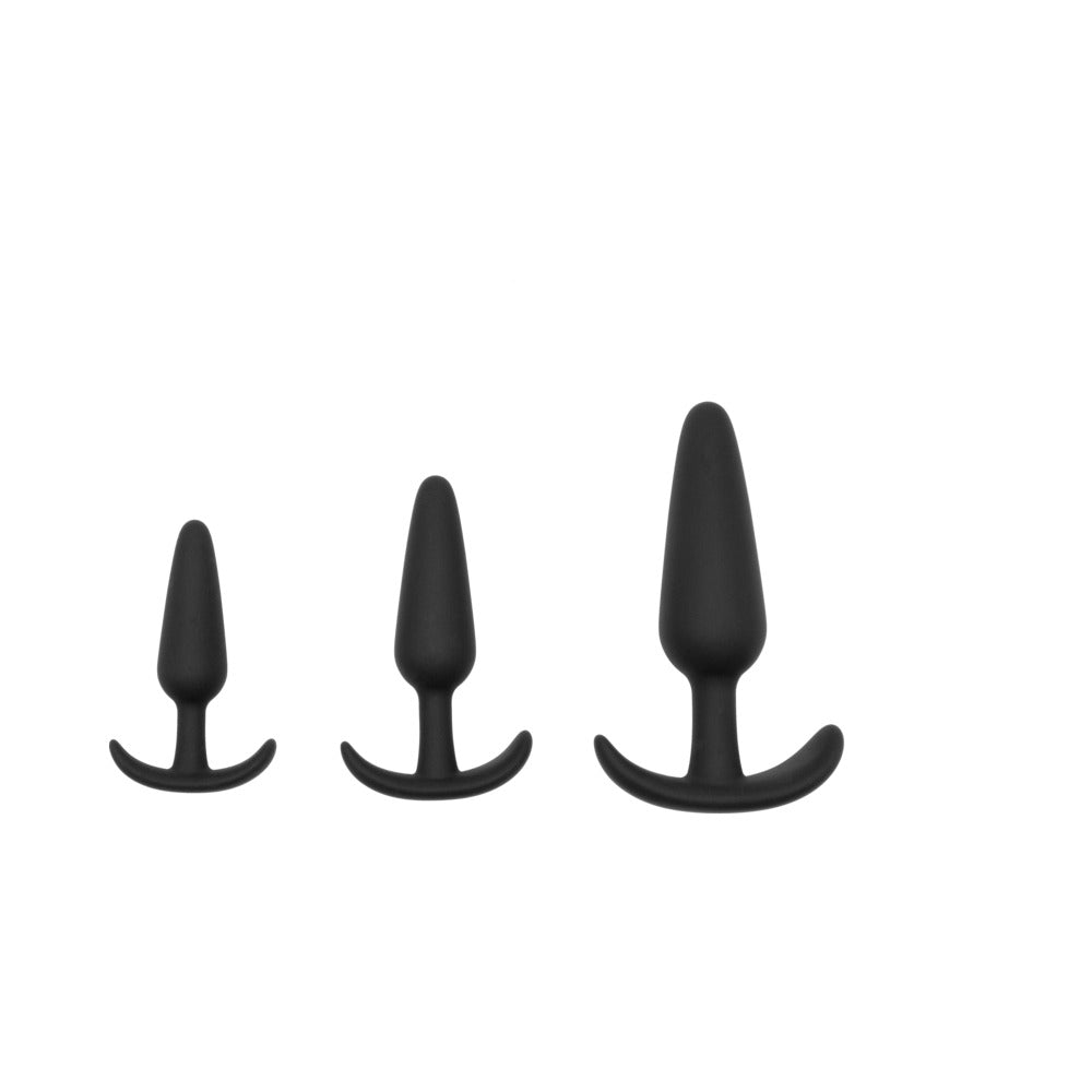 Adam & Eve Naughty Silicone Trainer Kit – Beginner Butt Plug Set – Black