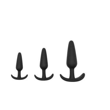 Adam & Eve Naughty Silicone Trainer Kit – Beginner Butt Plug Set – Black