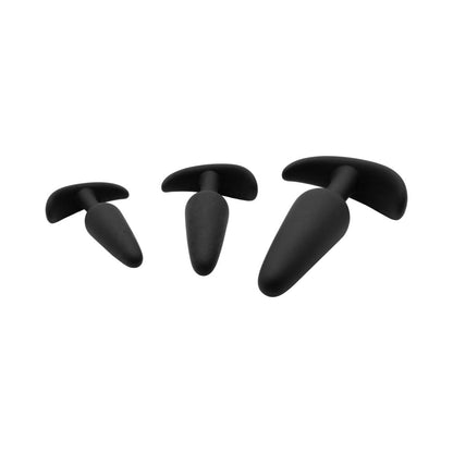 Adam & Eve Naughty Silicone Trainer Kit – Beginner Butt Plug Set – Black