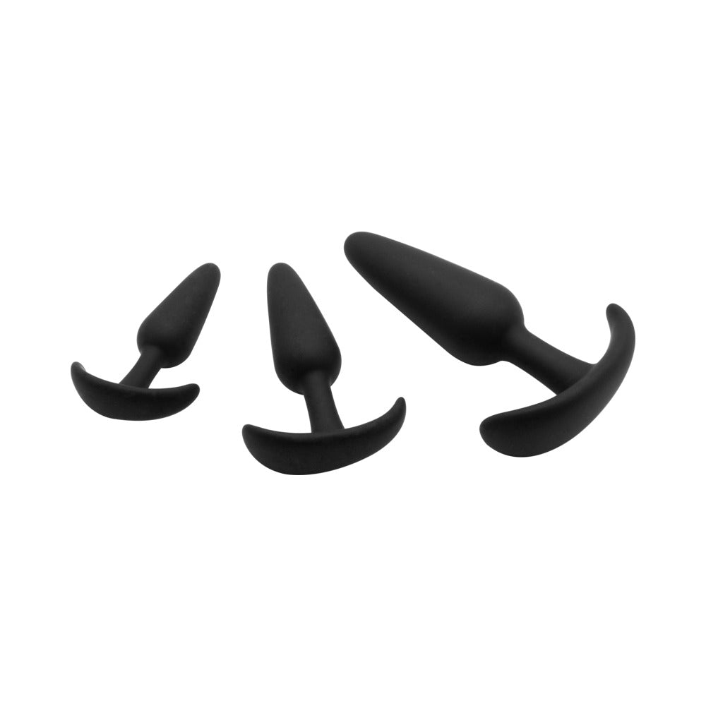 Adam & Eve Naughty Silicone Trainer Kit – Beginner Butt Plug Set – Black