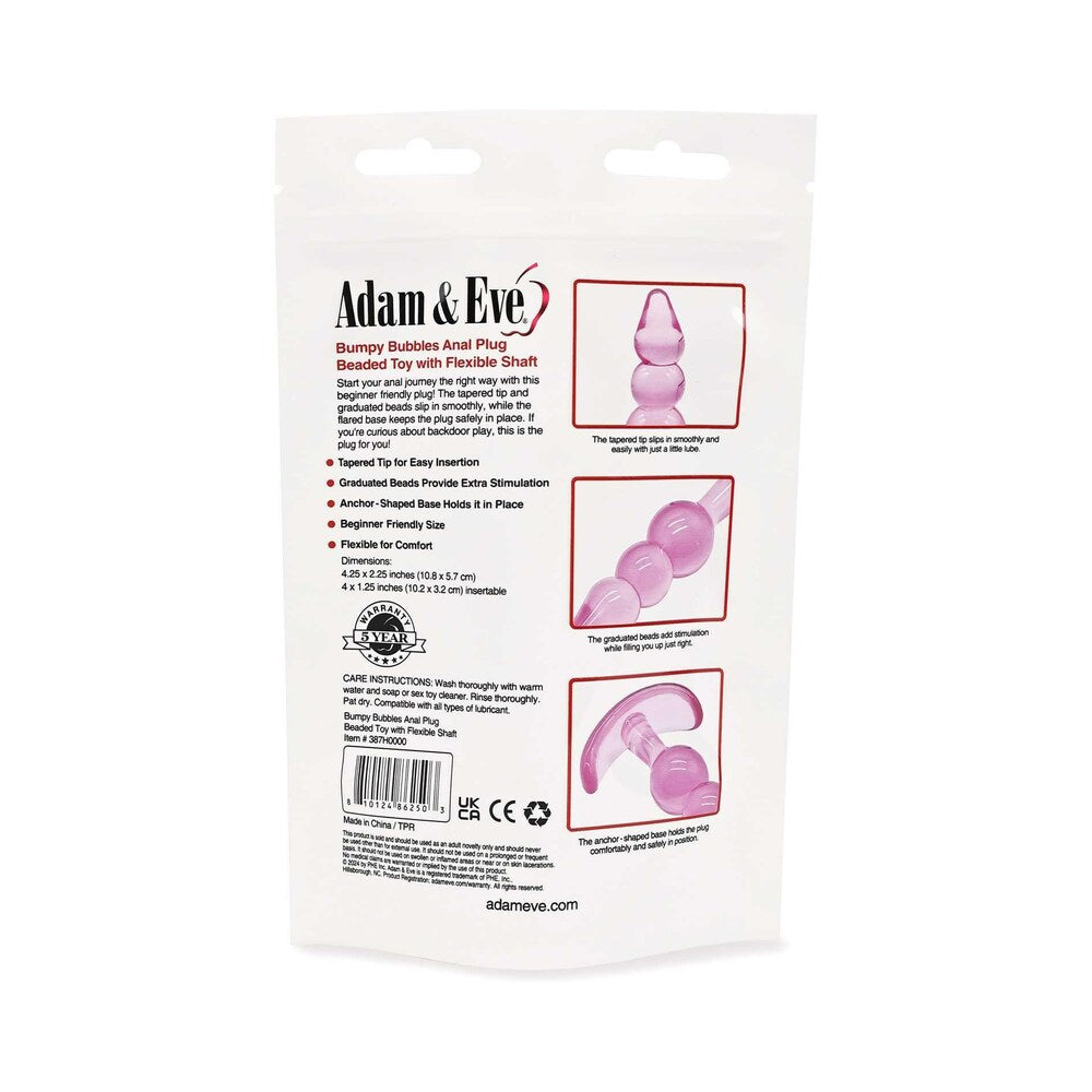 Adam & Eve Bumpy Bubbles Anal Plug – Hot Pink – 4.25" Soft TPR Anal Plug