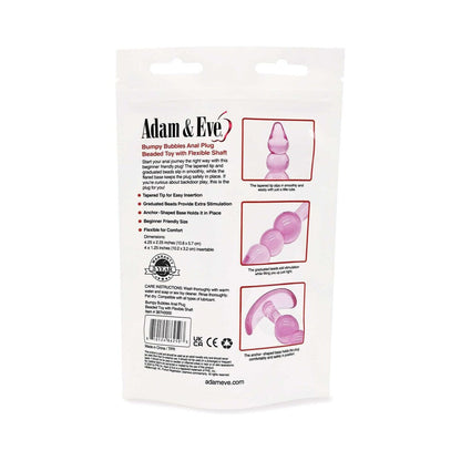 Adam & Eve Bumpy Bubbles Anal Plug – Hot Pink – 4.25" Soft TPR Anal Plug