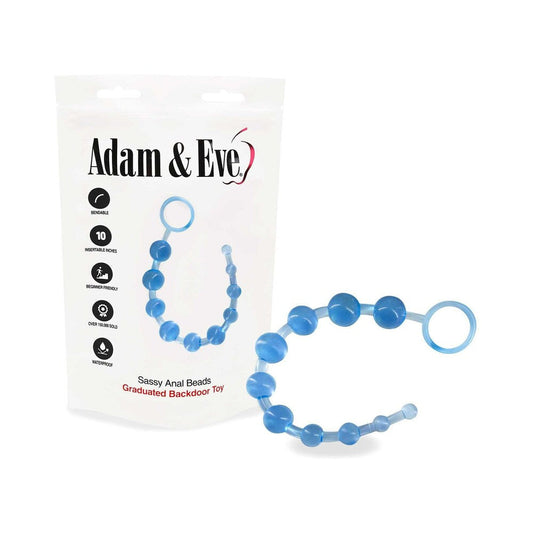 Adam & Eve Sassy Anal Beads – Graduated Anal Beads with Pull Ring – Blue