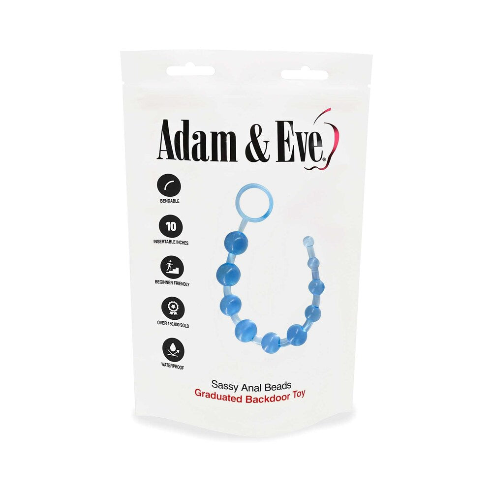 Adam & Eve Sassy Anal Beads – Graduated Anal Beads with Pull Ring – Blue