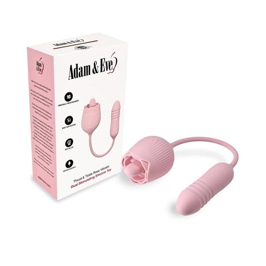 Adam & Eve Thrust & Tickle Rose Rechargeable Vibrator - Light Pink
