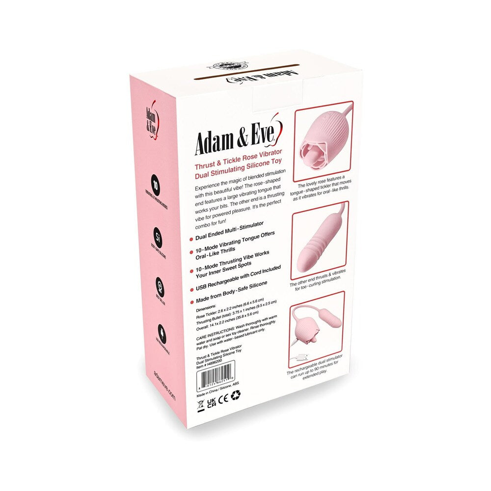 Adam & Eve Thrust & Tickle Rose Rechargeable Vibrator - Light Pink