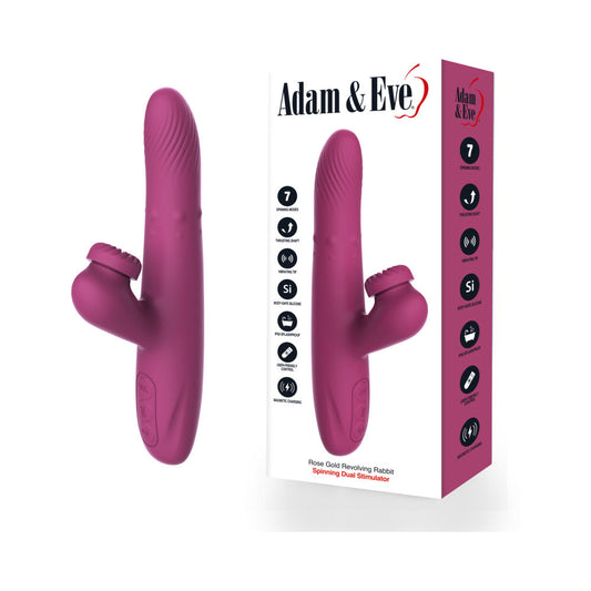 Adam & Eve Rose Gold Revolving Rabbit – Hot Pink – Vibrating and Thrusting Toy