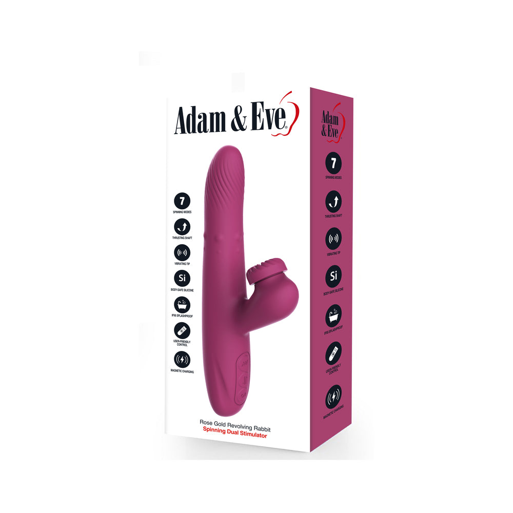 Adam & Eve Rose Gold Revolving Rabbit – Hot Pink – Vibrating and Thrusting Toy