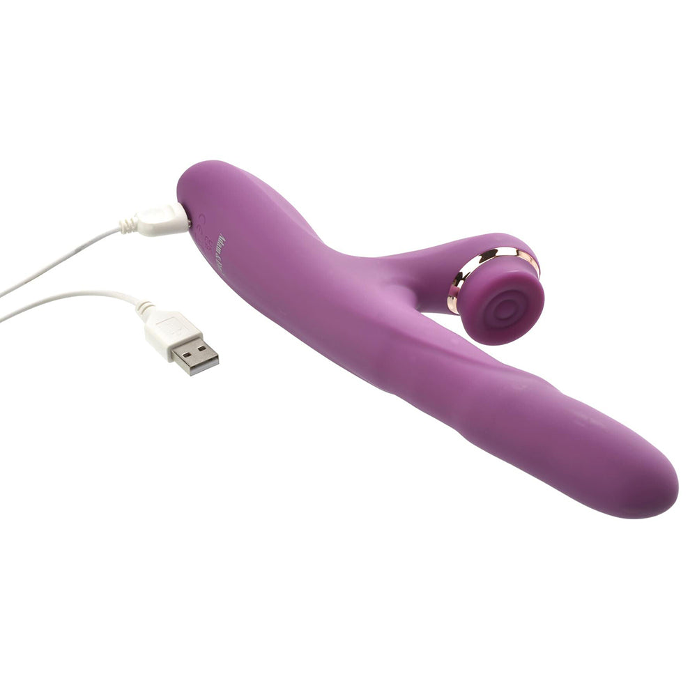 Adam & Eve Rose Gold Tappin' Rabbit – Clit Tapping Stimulator with G-Spot Vibration – Hot Pink