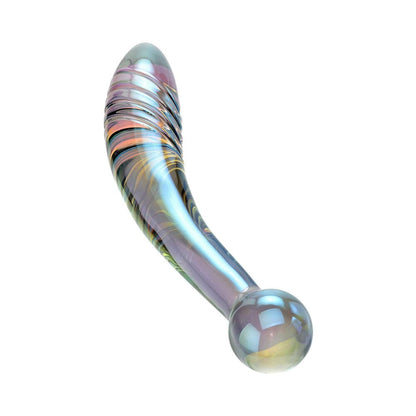 Adam & Eve Glass Fairy Wand – Iridescent Dual-Ended Dildo with Curved and Ribbed Tips