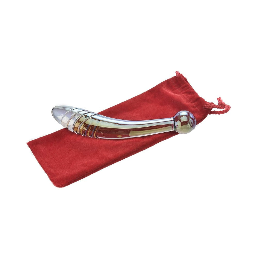 Adam & Eve Glass Fairy Wand – Iridescent Dual-Ended Dildo with Curved and Ribbed Tips