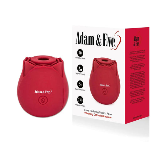 Adam & Eve Eve's Ravishing Suction Rose Clitoral Stimulator with Vibration - Red