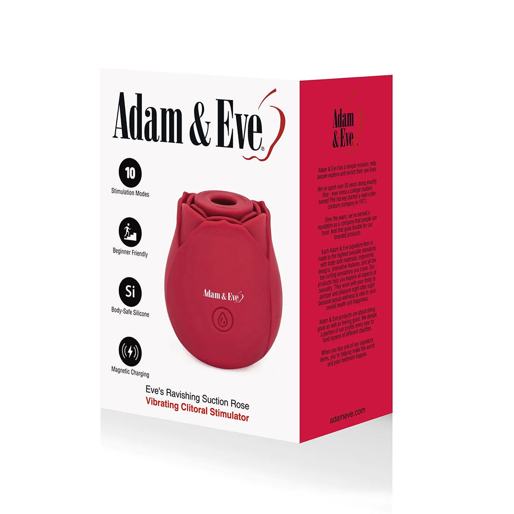 Adam & Eve Eve's Ravishing Suction Rose Clitoral Stimulator with Vibration - Red