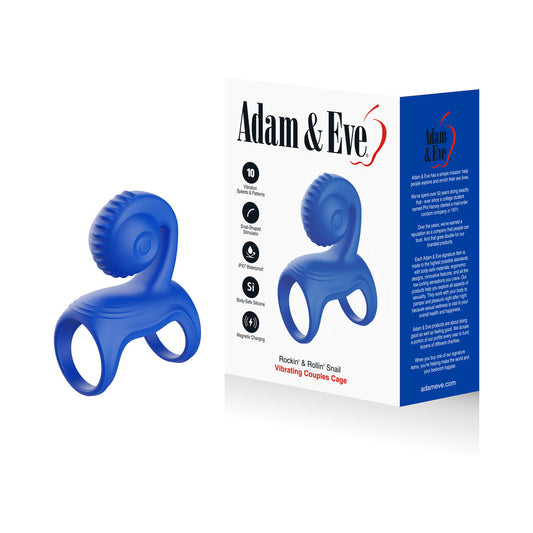 Adam & Eve Vibrating Couples Cage – Blue – Couples Penis Cage with 10 Vibration Modes