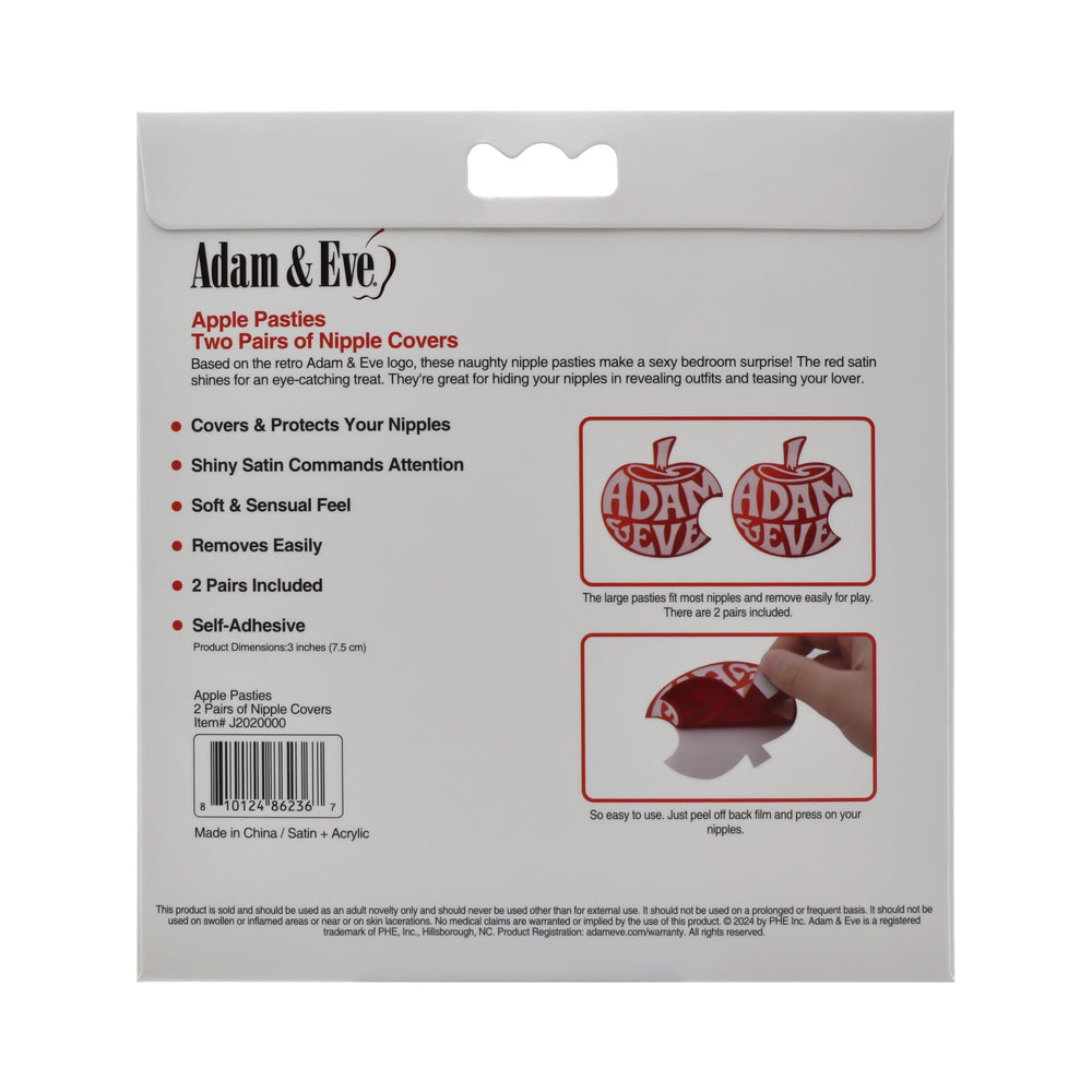 Adam & Eve Apple Pasties – Self-Adhesive Nipple Covers – Multi-Color