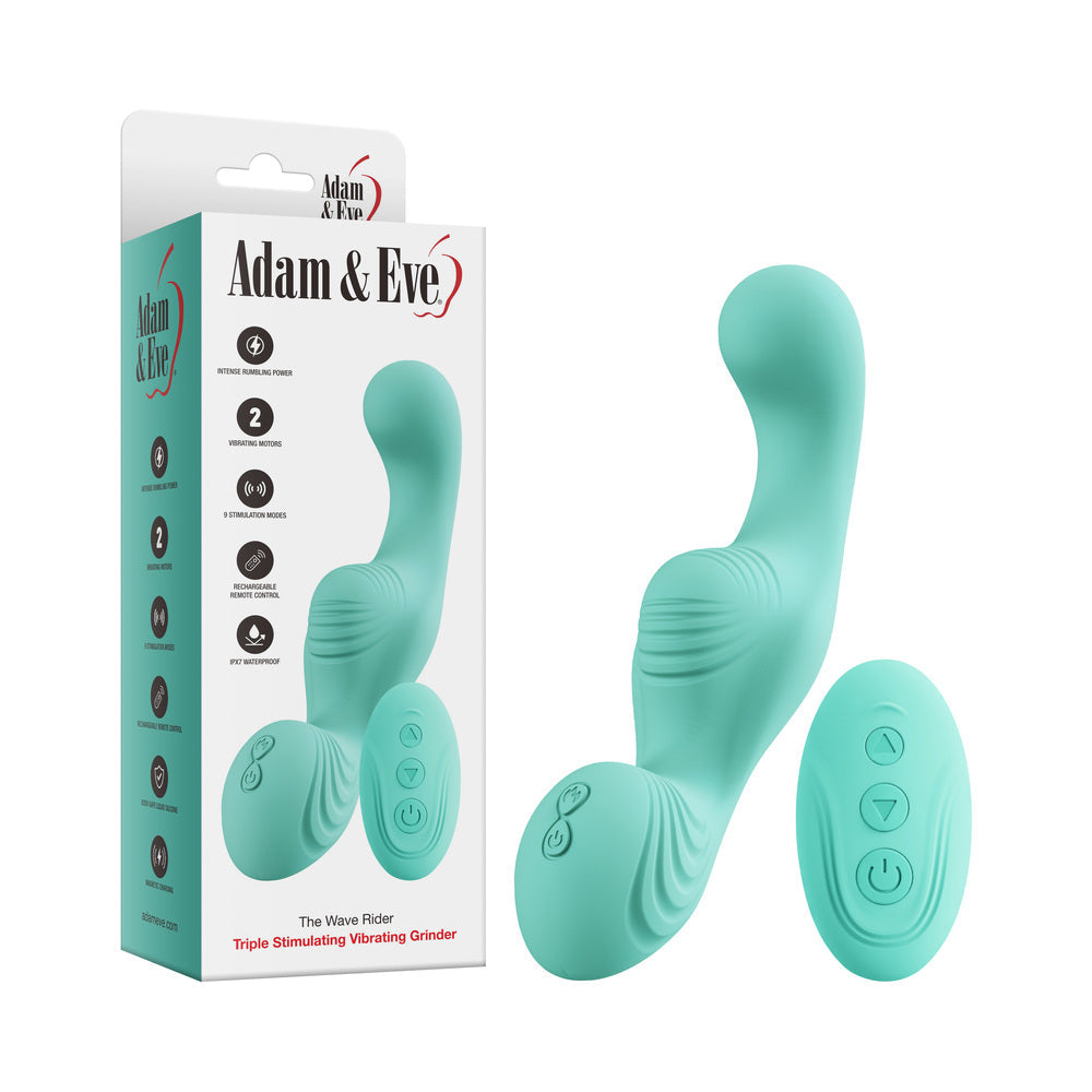 Adam & Eve The Wave Rider Rumbly Vibrating Grinder – Teal