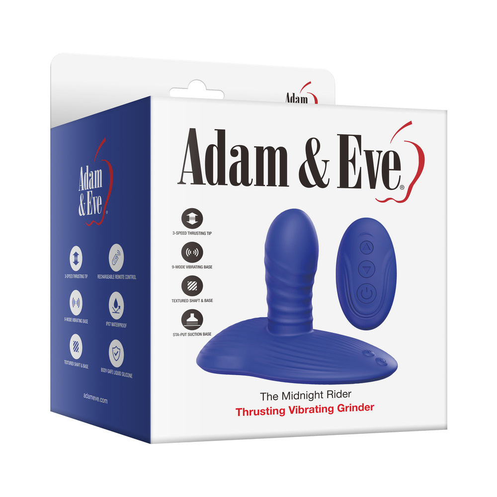 Adam & Eve The Midnight Rider Thrusting and Vibrating Grinder – Blue