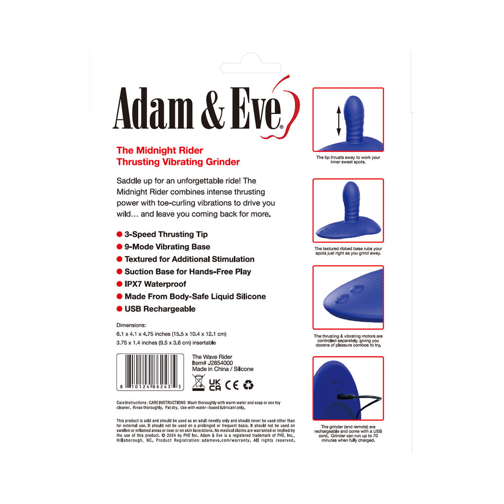 Adam & Eve The Midnight Rider Thrusting and Vibrating Grinder – Blue