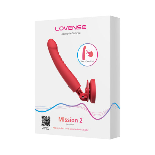 Lovense Mission 2 Vibrating Suction Cup Dildo with Touch-Sense Technology – Red