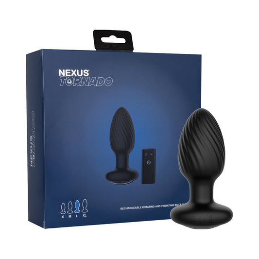 Nexus Tornado Large Rotating and Vibrating Butt Plug with Remote Control – Black